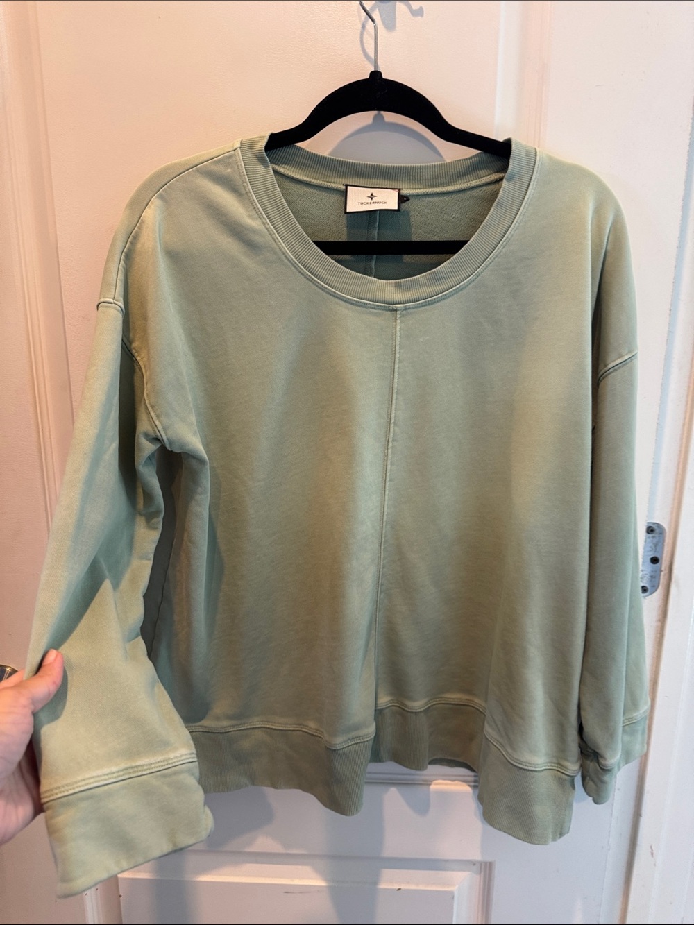 Tuckernuck Sage Green Oversized Scoop Neck Sweatshirt Pullover